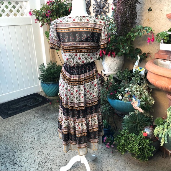 Anthropologie One September Provençal BOHO MIDI Dress Size Extra Small - Picture 6 of 14